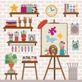 Creative Art Studio Workshop Room Flat Interior Royalty Free Stock Photo