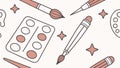 Creative Art Tools Seamless Pattern: Paintbrush, Palette, vector design Generative AI Royalty Free Stock Photo