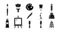 Creative Art Tools and Supplies Icon Set Royalty Free Stock Photo