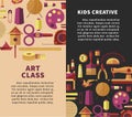 Creative art vector poster for kids DIY projects or handicraft and handmade craft workshop classes