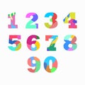 Creative artistic colorful Arabic numerals with golden glitter texture. Royalty Free Stock Photo