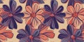 Creative arts pattern featuring daisies and leaves on a dark blue background Royalty Free Stock Photo