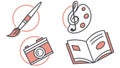 Creative Arts and Hobbies Icon Set Artistic Pursuits, vector design Generative AI Royalty Free Stock Photo
