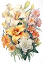 Creative arts painting of a bouquet of flowers on a white background , generated by AI Royalty Free Stock Photo