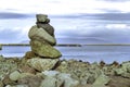 Creative artwork of coarse rough stones balancing