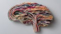 Brain made of colorful wires representing complex thoughts and connections in a creative art piece Royalty Free Stock Photo