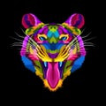 Colorful of tiger pop art portrait vector illustration