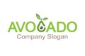 Creative Avocado Thypography Logo Fruit Vegan Diet Text Vector Symbol Design Royalty Free Stock Photo