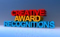 creative award recognitions on blue