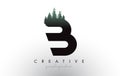 Creative B Letter Logo Idea With Pine Forest Trees. Letter B Design With Pine Tree on Top Royalty Free Stock Photo