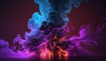 Multicoloured Colourful swirled clouds of smoke abstract on black background . 3D rendering Royalty Free Stock Photo