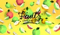 Creative background with low poly fruit. Illustration with polygonal apple.