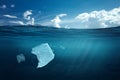 Creative background, plastic bag floating in the ocean, a bag in the water. The concept of environmental pollution, non- Royalty Free Stock Photo