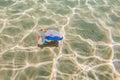 Creative background, plastic bag floating in the ocean, a bag in the water. The concept of environmental pollution, non Royalty Free Stock Photo