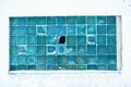 Glass cubes windows wall, broken blue glass Royalty Free Stock Photo