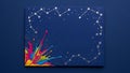 Creative background with vibrant paint splash and constellation design on a blue surface backdrop Royalty Free Stock Photo