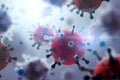 Creative background, virus molecule close-up in the body, gray background. Concept biology, experiments, laboratory, experiments,