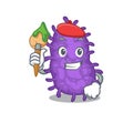 A creative bacteria bacilli artist mascot design style paint with a brush