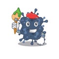 A creative bacteria neisseria artist mascot design style paint with a brush