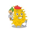 A creative bacteria spirilla artist mascot design style paint with a brush