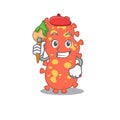 A creative Bacteroides artist mascot design style paint with a brush