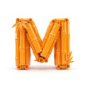 Creative bamboo artwork forming the letter m isolated on white background Royalty Free Stock Photo