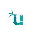 U Letter Bamboo logo design template vector