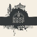 Creative banner for book shop in retro style Royalty Free Stock Photo