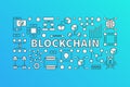 Creative banner made with block-chain line icons