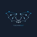 Creative bat of connection lines and dots, technology company vector logo concept. Wings logotype for network and