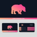 Creative bear logo business card design concept vector template