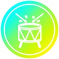 A creative beating drum circular in cold gradient spectrum Royalty Free Stock Photo