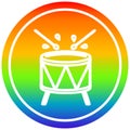 A creative beating drum circular in rainbow spectrum Royalty Free Stock Photo