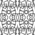 Creative beautiful black and white greek style ornamental hand drawn seamless pattern. Vector geometric wavy lines, circles and Royalty Free Stock Photo