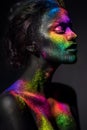 Creative beauty portrait of woman with painted skin Royalty Free Stock Photo