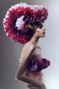 Creative beauty shot with pink headdress