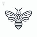 Creative Bee Icon. Bumblebee, Honey making concept. Isolated vector logo illustration