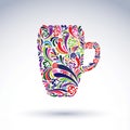 Creative beer mug decorated with floral pattern. Alcohol theme