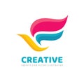 Creative bird logo design. Colored wings abstract sign.