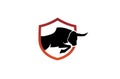 Creative Black Bull Head Red Shield Logo Design Symbol Vector Illustration Royalty Free Stock Photo
