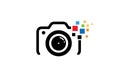Creative Black Camera Colorful Pixel Logo Design Symbol Vector Illustration