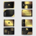 Creative black dark business card Template modern and Clean design vector