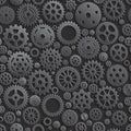 Creative Black Gears 3d Seamless Pattern Background.