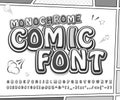 Creative black and white comic font. Monochrome letters