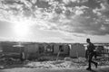 Creative black and white shot of sun setting over Khayelitsha.