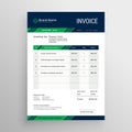 Creative blue and green invoice template design