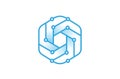 Creative Blue Hexagon technology wires Logo Royalty Free Stock Photo