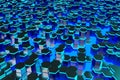 Creative blue hexagon wallpaper. Design and mosaic concept. 3D Rendering Royalty Free Stock Photo