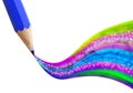 Creative blue pencil with wave colorful. Royalty Free Stock Photo