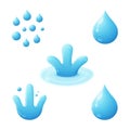 Creative Blue Water Elements with Droplets and Ripples for Graphic Illustrations Royalty Free Stock Photo